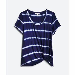 Nine Britton Levie Women's Navy Front Knot Tie-Dye Tee shirt Top, medium